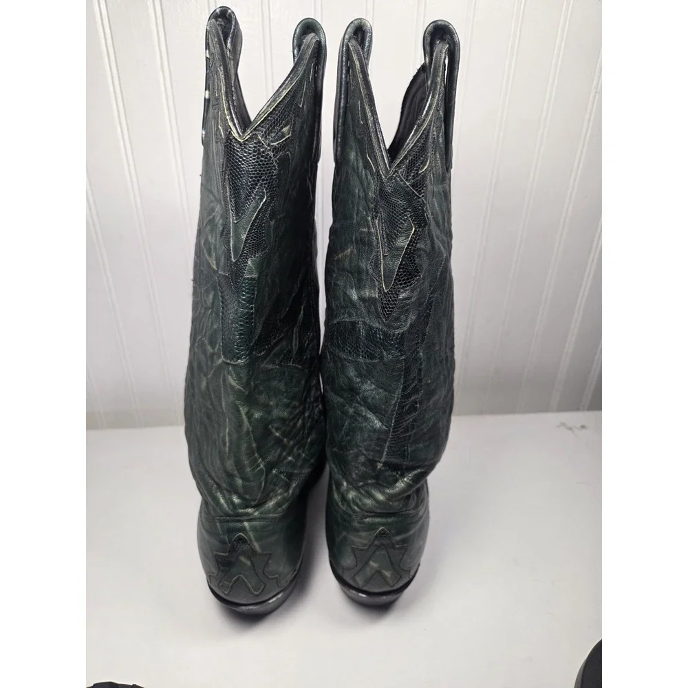 Rare Vintage Dan Post Green Teju Lizard Western Cowboy Boots Women's 7 Made USA - Picture 4 of 16